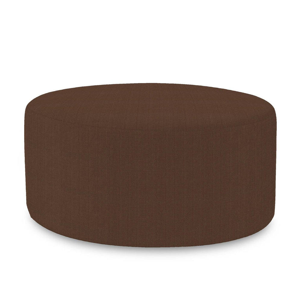 Howard Elliott Universal 36-inch Round Ottoman With Luxurious Faux Leather Cover For Stylish Home Décor And Comfort Brown 100% Polyester 132-202-howard-elliott