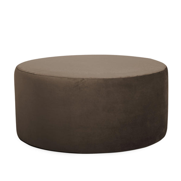 Howard Elliott Universal 36-inch Round Ottoman With Luxurious Faux Leather Cover For Stylish Home Décor And Comfort Brown 100% Polyester 132-220-howard-elliott