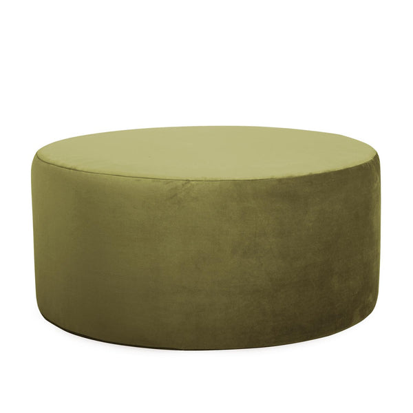 Howard Elliott Universal 36-inch Round Ottoman With Luxurious Faux Leather Cover For Stylish Home Décor And Comfort Green 100% Polyester 132-221-howard-elliott