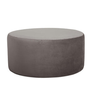 Howard Elliott Universal 36-inch Round Ottoman With Luxurious Faux Leather Cover For Stylish Home Décor And Comfort Gray 100% Polyester 132-225-howard-elliott