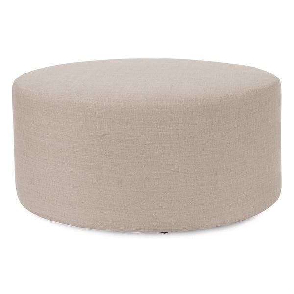 Howard Elliott Universal 36-inch Round Ottoman With Luxurious Faux Leather Cover For Stylish Home Décor And Comfort Brown 100% Linen 132-610-howard-elliott