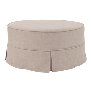 Howard Elliott Universal 36-inch Round Ottoman With Luxurious Faux Leather Cover For Stylish Home Décor And Comfort Brown 100% Linen 132-610s-howard-elliott