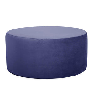 Howard Elliott Universal 36-inch Round Ottoman With Luxurious Faux Leather Cover For Stylish Home Décor And Comfort Blue 100% Polyester 132-972-howard-elliott
