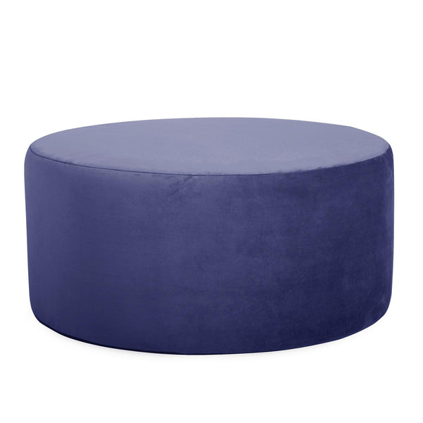 Howard Elliott Universal 36-inch Round Ottoman With Luxurious Faux Leather Cover For Stylish Home Décor And Comfort Blue 100% Polyester 132-972-howard-elliott