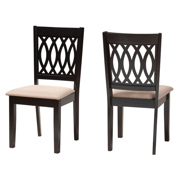 Baxton Studio Baxton Florencia Modern Beige Fabric Dining Chair Set - 2-Piece with Espresso Wood Legs for Style RH388C-Sand/Dark Brown-DC-2PK