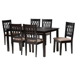 Baxton Studio Baxton Studio Florencia 7-Piece Modern Dining Set with Beige Fabric Chairs & Espresso Finish Elegance RH388C-Sand/Dark Brown-7PC Dining Set