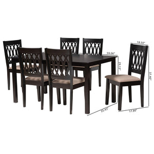 Baxton Studio Baxton Studio Florencia 7-Piece Modern Dining Set with Beige Fabric Chairs & Espresso Finish Elegance RH388C-Sand/Dark Brown-7PC Dining Set