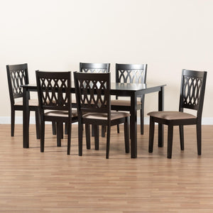Baxton Studio Baxton Studio Florencia 7-Piece Modern Dining Set with Beige Fabric Chairs & Espresso Finish Elegance RH388C-Sand/Dark Brown-7PC Dining Set
