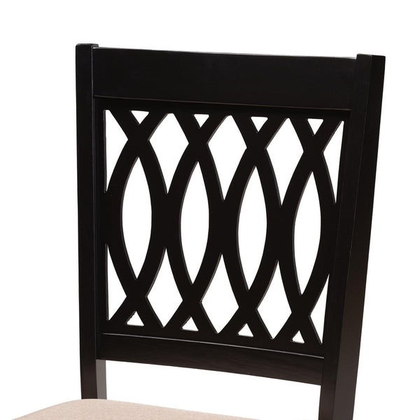 Baxton Studio Baxton Studio Modern Beige Dining Set with Espresso Brown Table & Sculptural Backrest Chairs Florencia 6-Piece RH388C-Sand/Dark Brown-6PC Dining Set