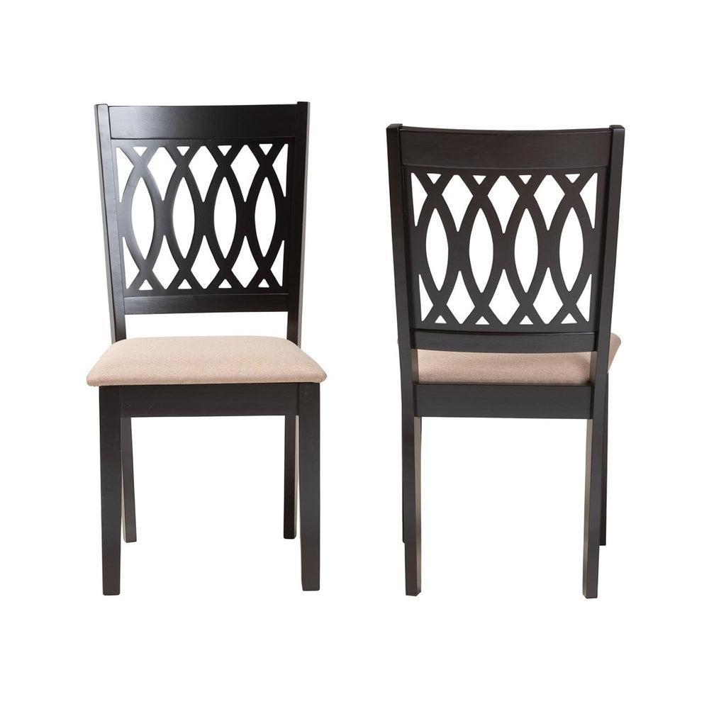 Baxton Studio Baxton Florencia Modern Beige Fabric Dining Chair Set - 2-Piece with Espresso Wood Legs for Style RH388C-Sand/Dark Brown-DC-2PK