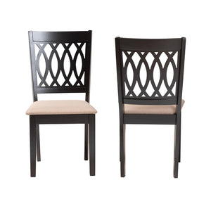 Baxton Studio Baxton Florencia Modern Beige Fabric Dining Chair Set - 2-Piece with Espresso Wood Legs for Style RH388C-Sand/Dark Brown-DC-2PK