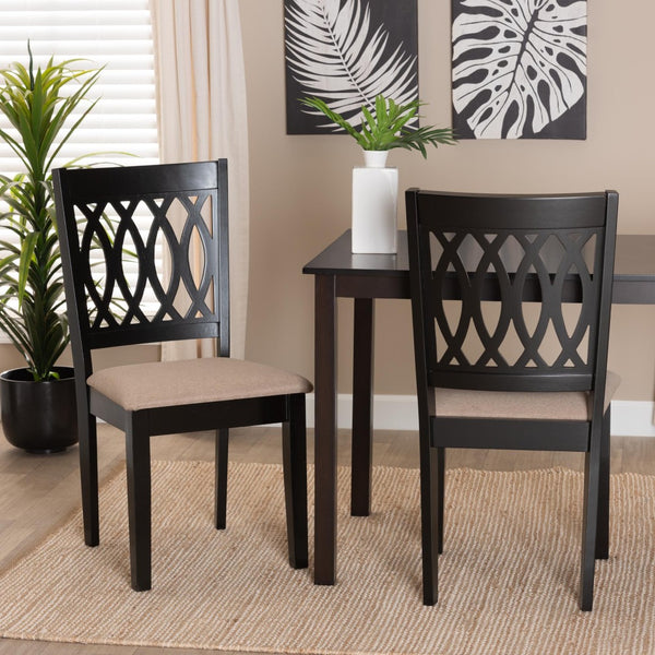 Baxton Studio Baxton Florencia Modern Beige Fabric Dining Chair Set - 2-Piece with Espresso Wood Legs for Style RH388C-Sand/Dark Brown-DC-2PK