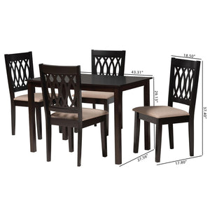 Baxton Studio Baxton Studio Modern Beige Dining Set with Espresso Brown Table & Sculptural Backrest Chairs Florencia 5-Piece RH388C-Sand/Dark Brown-5PC Dining Set