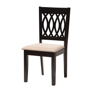 Baxton Studio Baxton Studio Modern Beige Dining Set with Espresso Brown Table & Sculptural Backrest Chairs Florencia 5-Piece RH388C-Sand/Dark Brown-5PC Dining Set