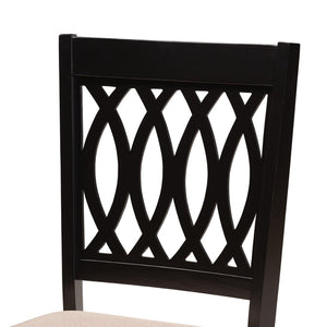 Baxton Studio Baxton Studio Modern Beige Dining Set with Espresso Brown Table & Sculptural Backrest Chairs Florencia 5-Piece RH388C-Sand/Dark Brown-5PC Dining Set