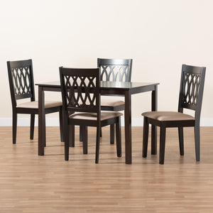 Baxton Studio Baxton Studio Modern Beige Dining Set with Espresso Brown Table & Sculptural Backrest Chairs Florencia 5-Piece RH388C-Sand/Dark Brown-5PC Dining Set