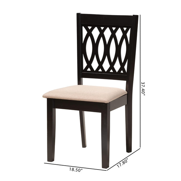 Baxton Studio Baxton Florencia Modern Beige Fabric Dining Chair Set - 2-Piece with Espresso Wood Legs for Style RH388C-Sand/Dark Brown-DC-2PK