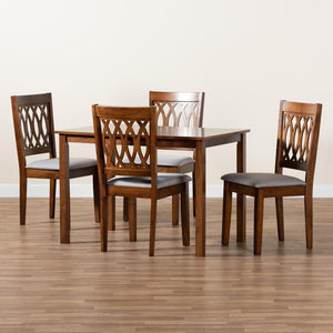 Baxton Studio Baxton Studio Florencia 5-Piece Modern Dining Set - Grey Fabric & Walnut Brown Wood Elegance RH388C-Grey/Walnut-5PC Dining Set