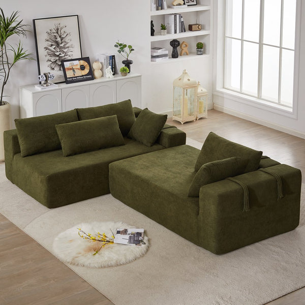 English Elm Modern Chenille Sectional Sofa Set, 108" L Shaped Couch With 6 Pillows For Cozy Living Room Spaces W834P240005
