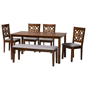 Baxton Studio Baxton Studio Abigail 6-Piece Modern Dining Set: Grey Fabric & Walnut Wood, Comfort & Style Combined RH391C-Grey/Walnut-6PC Dining Set