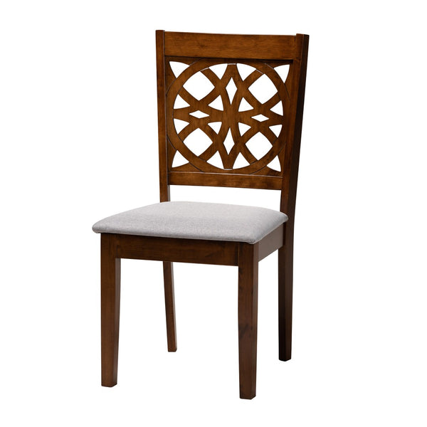 Baxton Studio Baxton Studio 5-Piece Modern Dining Set with Grey Upholstered Chairs and Walnut Wood Table Design RH391C-Grey/Walnut-5PC Dining Set
