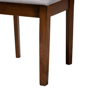 Baxton Studio Baxton Studio 5-Piece Modern Dining Set with Grey Upholstered Chairs and Walnut Wood Table Design RH391C-Grey/Walnut-5PC Dining Set