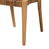 Baxton Studio Artha Modern Bohemian Natural Brown Teak Wood and Seagrass 2-Piece Dining Chair Set