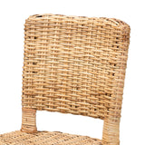 bali & pari Dermot Modern Bohemian Dark Brown Finished Wood and Natural Rattan 2-Piece Dining Chair Set