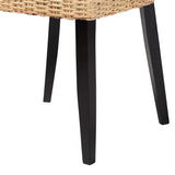 bali & pari Dermot Modern Bohemian Dark Brown Finished Wood and Natural Rattan 2-Piece Dining Chair Set