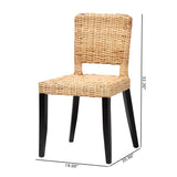 bali & pari Dermot Modern Bohemian Dark Brown Finished Wood and Natural Rattan 2-Piece Dining Chair Set