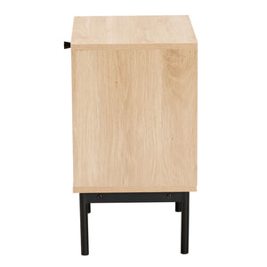 Baxton Studio Baxton Studio Sherwin End Table: Mid-Century Modern Design with Rattan Accent & Functional Storage SR221172-Rattan-ET