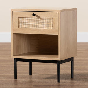 Baxton Studio Baxton Studio Sherwin End Table: Mid-Century Modern Design with Rattan Accent & Functional Storage SR221172-Rattan-ET