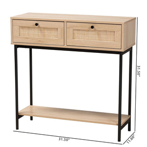 Baxton Studio Baxton Studio Sherwin Mid-Century Modern Console Table with Rattan Accents & Sturdy Metal Base SR221178-Rattan-Console Table