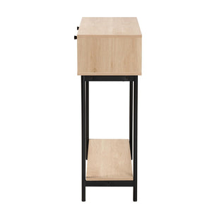 Baxton Studio Baxton Studio Sherwin Mid-Century Modern Console Table with Rattan Accents & Sturdy Metal Base SR221178-Rattan-Console Table