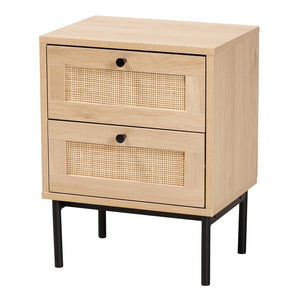 Baxton Studio Baxton Studio Sherwin End Table: Stylish Mid-Century Design with Rattan Accents and Hidden Storage SR221173-Rattan-ET