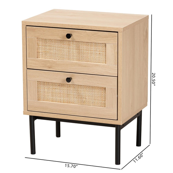 Baxton Studio Baxton Studio Sherwin End Table: Stylish Mid-Century Design with Rattan Accents and Hidden Storage SR221173-Rattan-ET