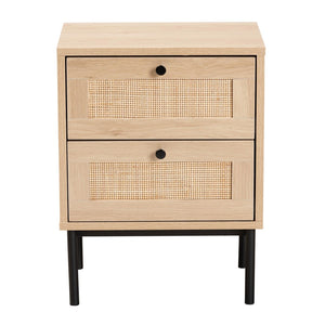 Baxton Studio Baxton Studio Sherwin End Table: Stylish Mid-Century Design with Rattan Accents and Hidden Storage SR221173-Rattan-ET