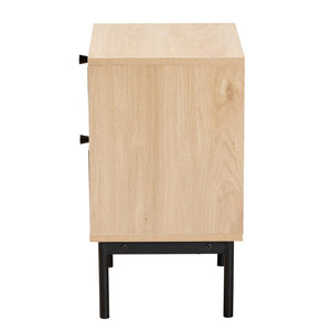 Baxton Studio Baxton Studio Sherwin End Table: Stylish Mid-Century Design with Rattan Accents and Hidden Storage SR221173-Rattan-ET