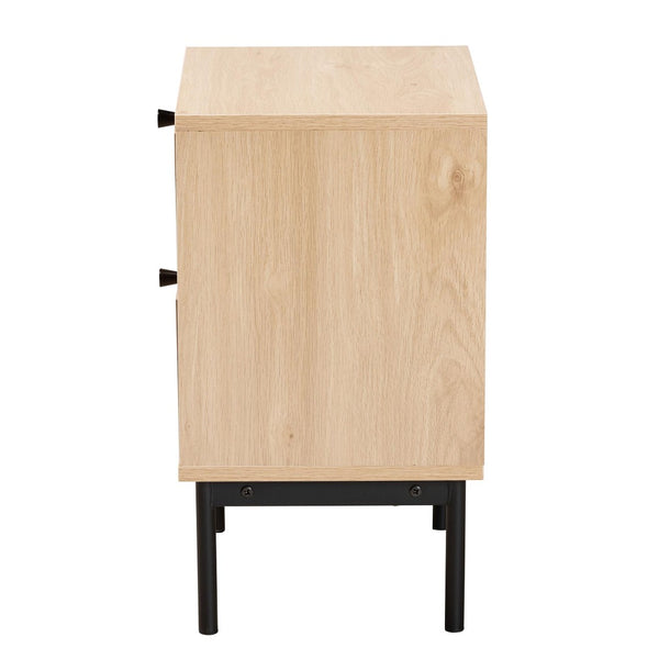 Baxton Studio Baxton Studio Sherwin End Table: Stylish Mid-Century Design with Rattan Accents and Hidden Storage SR221173-Rattan-ET