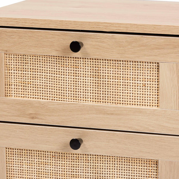 Baxton Studio Baxton Studio Sherwin End Table: Stylish Mid-Century Design with Rattan Accents and Hidden Storage SR221173-Rattan-ET