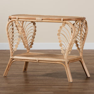 Baxton Studio bali Bastet 2-Tier Console Table - Handcrafted Natural Rattan with Bohemian Style for Home Décor RBS033-Rattan-Console