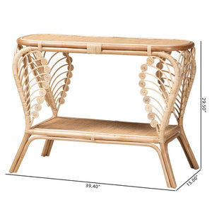 Baxton Studio bali Bastet 2-Tier Console Table - Handcrafted Natural Rattan with Bohemian Style for Home Décor RBS033-Rattan-Console