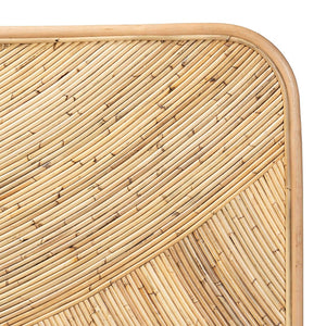 Baxton Studio bali Bali Delphi Bohemian Rattan Queen Headboard - Handcrafted Natural Curved Design for Cozy Bedrooms HB025-Rattan-HB-Queen