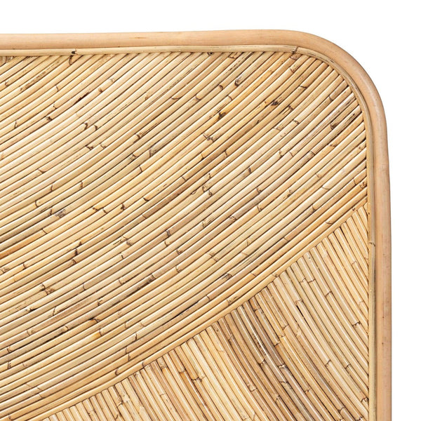 Baxton Studio bali Bali Delphi Bohemian Rattan Queen Headboard - Handcrafted Natural Curved Design for Cozy Bedrooms HB025-Rattan-HB-Queen