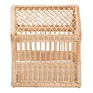 Baxton Studio bali Bali Pieta Modern Bohemian Rattan Pet Bed - Handcrafted Canopy Design with Plush Cushion Comfort PB001-Rattan-Pet Bed