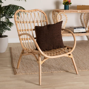 Baxton Studio bali Bali Bajo Rattan Arm Chair - Handcrafted Modern Bohemian Seating with Openwork Design & Comfort Bajo-Rattan-CC