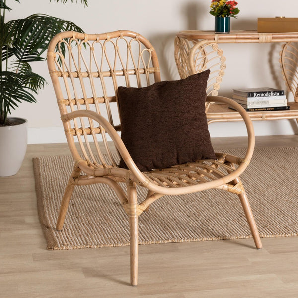 Baxton Studio bali Bali Bajo Rattan Arm Chair - Handcrafted Modern Bohemian Seating with Openwork Design & Comfort Bajo-Rattan-CC