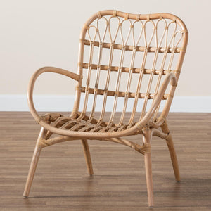 Baxton Studio bali Bali Bajo Rattan Arm Chair - Handcrafted Modern Bohemian Seating with Openwork Design & Comfort Bajo-Rattan-CC