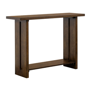 JLA Home Martha Stewart - Console Shiloh Slim Console Table in Warm Wood Finish with Slotted-Panel Legs, Lower Shelf Storage, Versatile Style MT120-0190