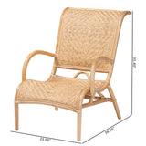 bali & pari Madura Modern Bohemian Natural Brown Rattan Lounge Chair